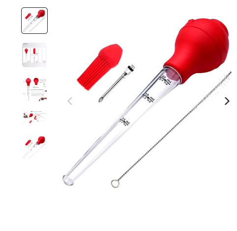 Leeseph Turkey Baster Set of 4, Quality Silicone Bulb Including Meat Arinade Injector Needle with Barbecue Basting Brush